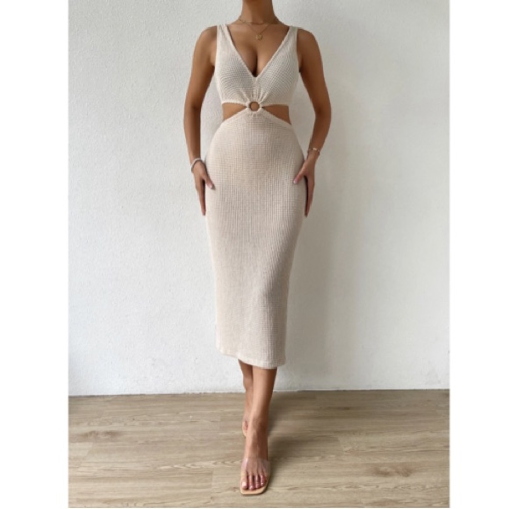 Cream knit cover-up